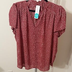 Women's Red Patterned Top